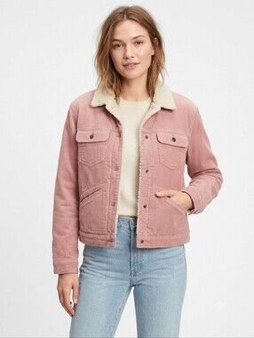 GAP Vintage Sherpa-Lined Corduroy Icon Jacket Pink Size XXL women's Fall Winter